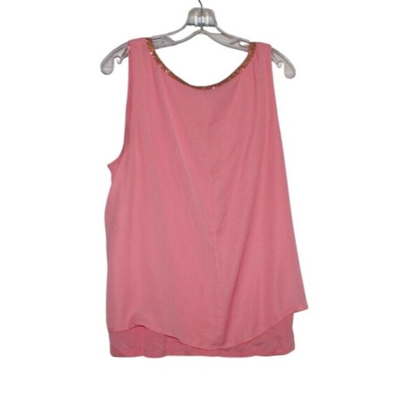Jennifer Lopez Pink Layered Sleevless Top Tunic Blouse Embellished Neckline 1X - Picture 4 of 7